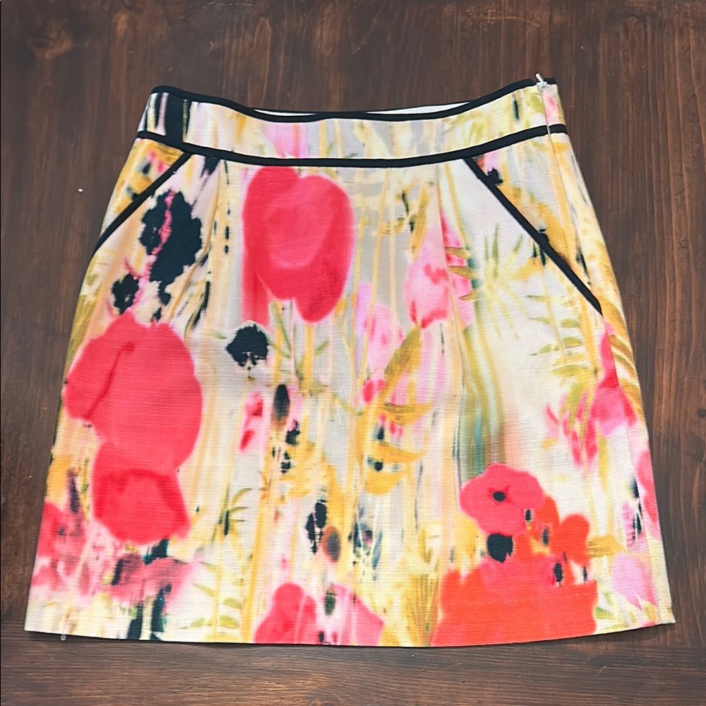 Tabitha Pink and Blue Mini A-Line Skirt Cocktail Anthropologie